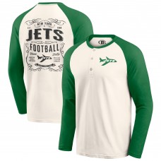Футболка с длинным рукавом New York Jets Darius Rucker Collection by Raglan Henley - Cream/Green