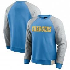Los Angeles Chargers Darius Rucker Collection by Fanatics Powder Blue/Heather Gray Colorblock Pullover Sweatshirt
