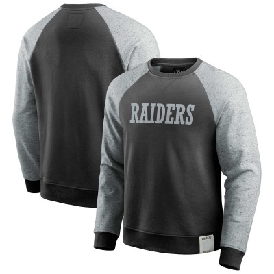 Las Vegas Raiders Darius Rucker Collection by Fanatics Black/Heather Gray Colorblock Pullover Sweatshirt
