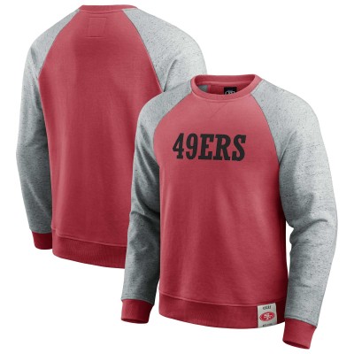 San Francisco 49ers Darius Rucker Collection by Fanatics Scarlet/Heather Gray Colorblock Pullover Sweatshirt