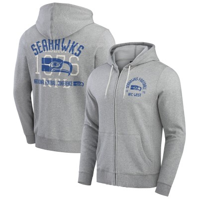 Seattle Seahawks Darius Rucker Collection by Fanatics Heather Gray Vintage Stripe Full-Zip Hoodie