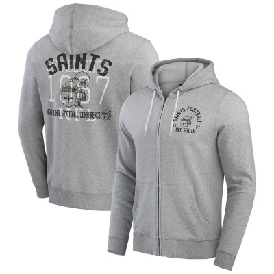 Толстовка на молнии New Orleans Saints Darius Rucker Collection by Fanatics Heather Gray Vintage Stripe