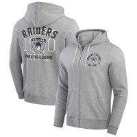Las Vegas Raiders Darius Rucker Collection by Fanatics Heather Gray Vintage Stripe Full-Zip Hoodie