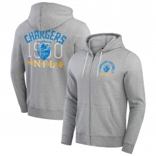 Los Angeles Chargers Darius Rucker Collection by Fanatics Heather Gray Vintage Stripe Full-Zip Hoodie