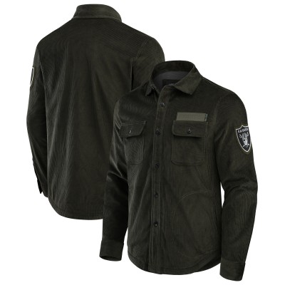 Las Vegas Raiders Darius Rucker Collection by Fanatics Dark Green Corduroy Full-Button Shacket