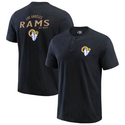 Los Angeles Rams Darius Rucker Collection by Fanatics Washed Henley T-Shirt - Black