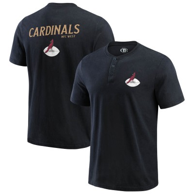 Arizona Cardinals Darius Rucker Collection by Fanatics Black Washed Henley T-Shirt