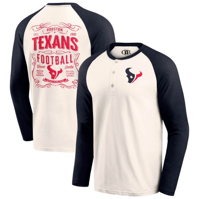 Футболка Houston Texans Darius Rucker Collection by Fanatics Cream/Navy Raglan Henley