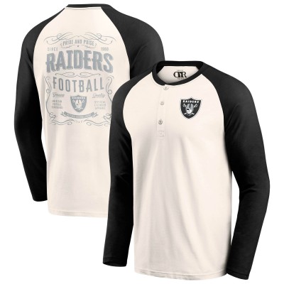 Las Vegas Raiders Darius Rucker Collection by Fanatics Cream/Black Raglan Henley T-Shirt