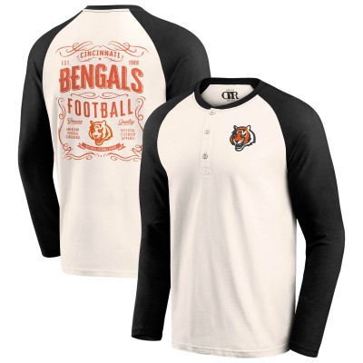 Cincinnati Bengals Darius Rucker Collection by Fanatics Cream/Black Raglan Henley T-Shirt
