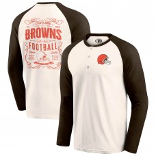 Футболка Cleveland Browns Darius Rucker Collection by Fanatics Cream/Brown Raglan Henley