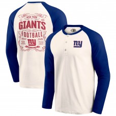 New York Giants Darius Rucker Collection by Fanatics Cream/Royal Raglan Henley T-Shirt