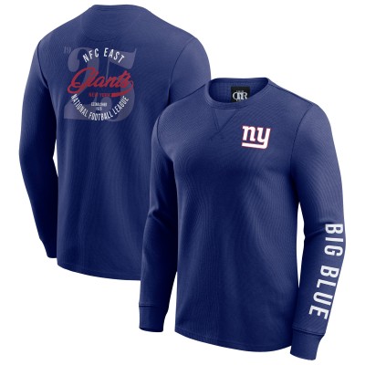New York Giants Darius Rucker Collection by Fanatics Royal Washed Waffle-Knit Long Sleeve T-Shirt