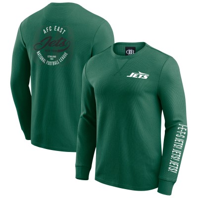 New York Jets Darius Rucker Collection by Fanatics Green Washed Waffle-Knit Long Sleeve T-Shirt