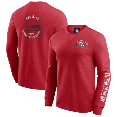 San Francisco 49ers Darius Rucker Collection by Fanatics Scarlet Washed Waffle-Knit Long Sleeve T-Shirt