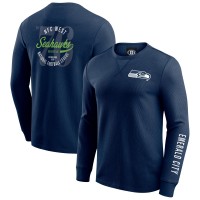 Seattle Seahawks Darius Rucker Collection by Fanatics College Navy Washed Waffle-Knit Long Sleeve T-Shirt
