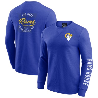 Los Angeles Rams Darius Rucker Collection by Fanatics Washed Waffle-Knit Long Sleeve T-Shirt - Royal