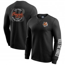 Cincinnati Bengals Darius Rucker Collection by Fanatics Black Washed Waffle-Knit Long Sleeve T-Shirt