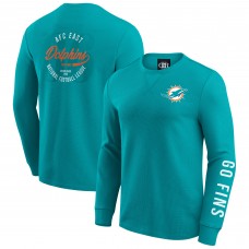Футболка с длинным рукавом Miami Dolphins Darius Rucker Collection by Fanatics Aqua Washed Waffle-Knit