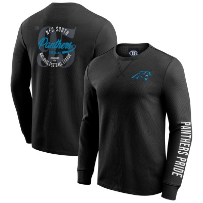Футболка с длинным рукавом Carolina Panthers Darius Rucker Collection by Fanatics Black Washed Waffle-Knit