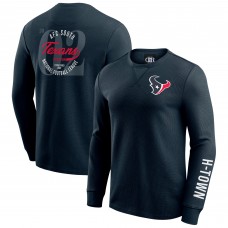 Футболка с длинным рукавом Houston Texans Darius Rucker Collection by Fanatics Navy Washed Waffle-Knit