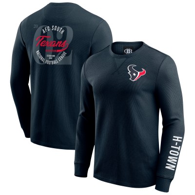 Футболка с длинным рукавом Houston Texans Darius Rucker Collection by Fanatics Navy Washed Waffle-Knit