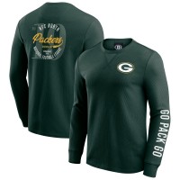 Футболка с длинным рукавом Green Bay Packers Darius Rucker Collection by Fanatics Green Washed Waffle-Knit