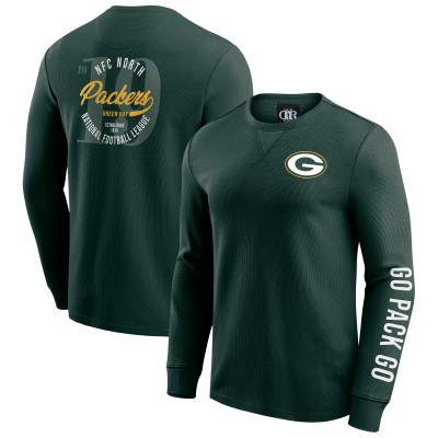 Футболка с длинным рукавом Green Bay Packers Darius Rucker Collection by Fanatics Green Washed Waffle-Knit