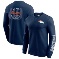 Футболка с длинным рукавом Denver Broncos Darius Rucker Collection by Fanatics Navy Washed Waffle-Knit