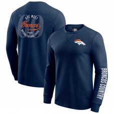 Футболка с длинным рукавом Denver Broncos Darius Rucker Collection by Fanatics Navy Washed Waffle-Knit