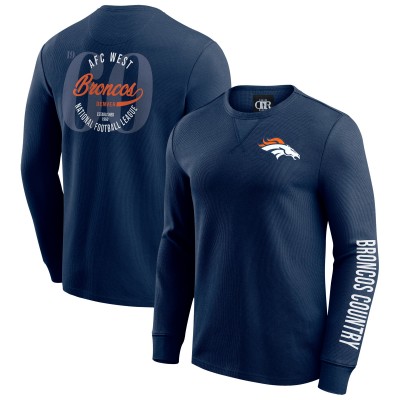 Футболка с длинным рукавом Denver Broncos Darius Rucker Collection by Fanatics Navy Washed Waffle-Knit