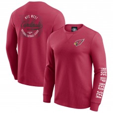 Arizona Cardinals Darius Rucker Collection by Fanatics Red Washed Waffle-Knit Long Sleeve T-Shirt