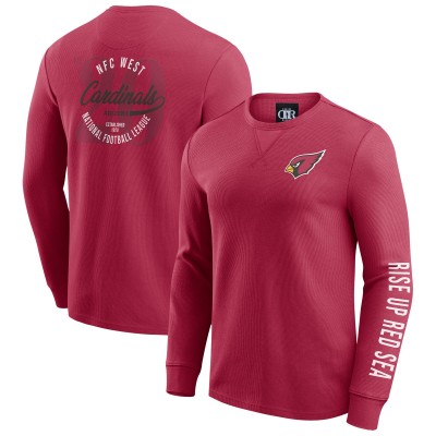 Arizona Cardinals Darius Rucker Collection by Fanatics Red Washed Waffle-Knit Long Sleeve T-Shirt