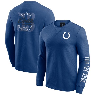 Indianapolis Colts Darius Rucker Collection by Fanatics Royal Washed Waffle-Knit Long Sleeve T-Shirt