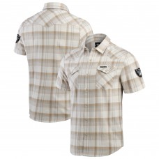 Las Vegas Raiders Darius Rucker Collection by Fanatics Gray Plaid Full-Snap Shirt