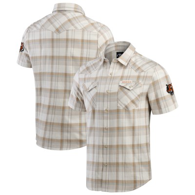 Cincinnati Bengals Darius Rucker Collection by Fanatics Cream Plaid Full-Snap Shirt