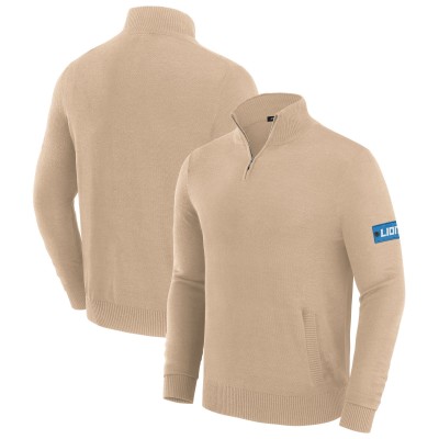 Detroit Lions J. Palmer Franchise Quarter-Zip Sweater - Tan