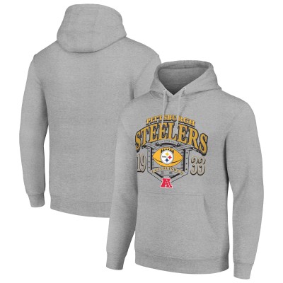 Pittsburgh Steelers Starter Heather Gray 80s Retro Pullover Hoodie