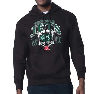 New York Jets Starter Black 80s Retro Pullover Hoodie
