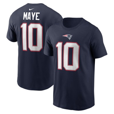 Футболка Drake Maye New England Patriots Nike 2024 NFL Draft First Round Pick Name & Number - Navy