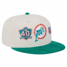 Бейсболка Miami Dolphins New Era Cream/Aqua Throwback Corduroy 59FIFTY Fitted