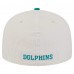 Бейсболка Miami Dolphins New Era Cream/Aqua Throwback Corduroy 59FIFTY Fitted