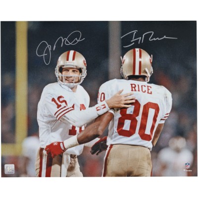 Joe Montana & Jerry Rice San Francisco 49ers Autographed Fanatics Authentic 16 x 20 Side by Side Spotlight Photograph