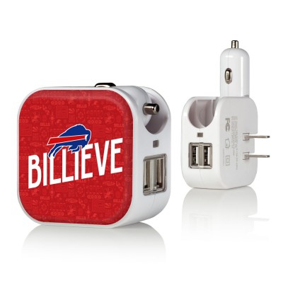 Buffalo Bills Keyscaper White 2-In-1 USB Charger