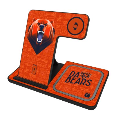 Chicago Bears Keyscaper Black 3-in-1 Charging Station