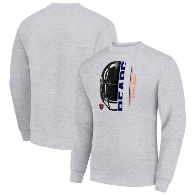 Свитшот Chicago Bears Starter Heather Gray Half Helmet Team Graphic Tri-Blend Fleece Pullover