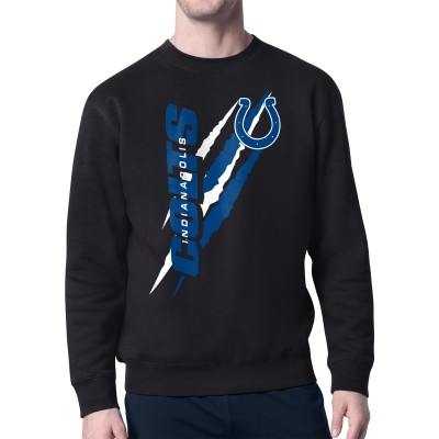 Indianapolis Colts Starter Black Color Scratch Team Graphic Fleece Pullover Sweatshirt