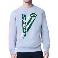 New York Jets Starter Heather Gray Color Scratch Team Graphic Fleece Pullover Sweatshirt