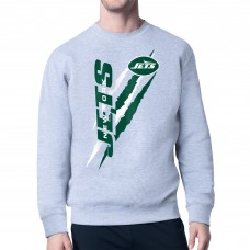 New York Jets Starter Heather Gray Color Scratch Team Graphic Fleece Pullover Sweatshirt New York Jets Starter Heather Gray Color Scratch Team Graphic Fleece Pullover Sweatshirt