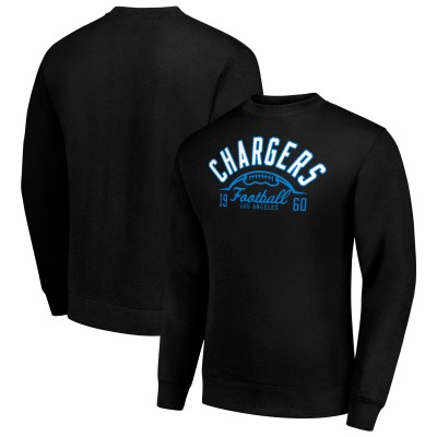 Los Angeles Chargers Starter Black Half Ball Team Graphic Tri-Blend Fleece Pullover Sweatshirt